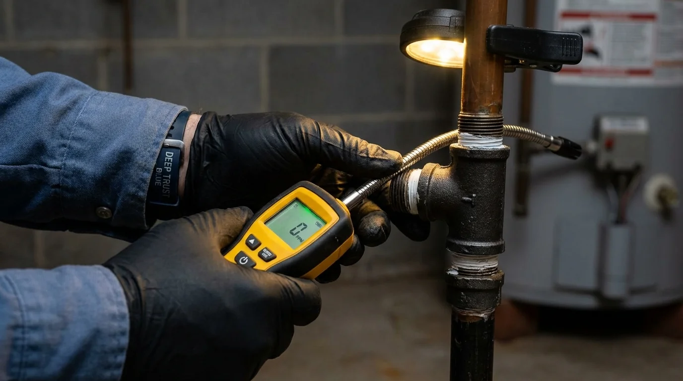Gas leak detection with electronic sniffer by Johns Plumbing LLC in Tennille