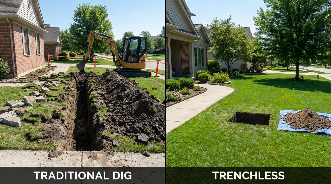 Trenchless sewer repair with minimal yard damage versus traditional excavation in Tennille, GA